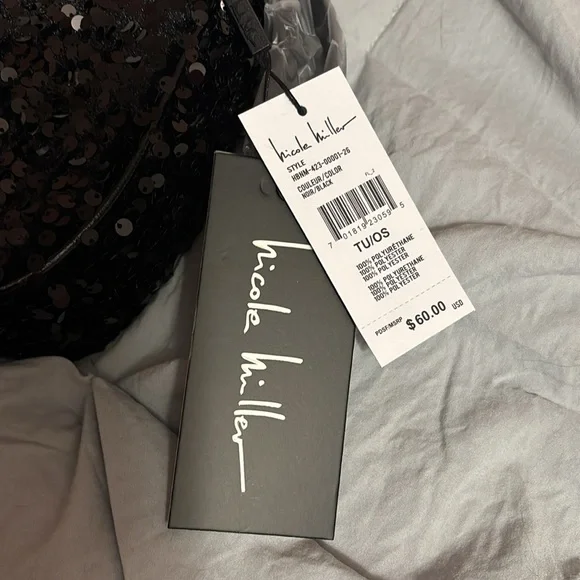 Nicole Miller Black Sequin Shoulder Bag - Picture 3 of 5